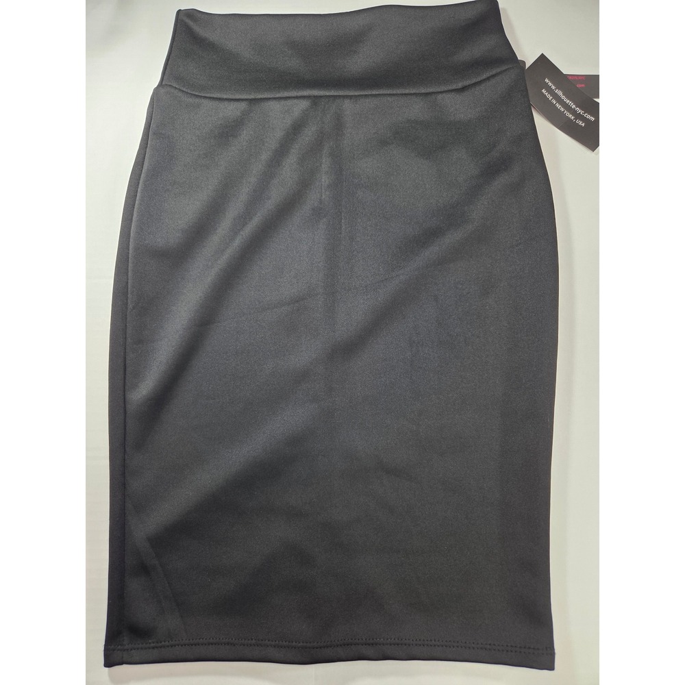 Silhouette NYC Women Black High Waisted Pencil Skirt Stretch Bodycon Large 3163